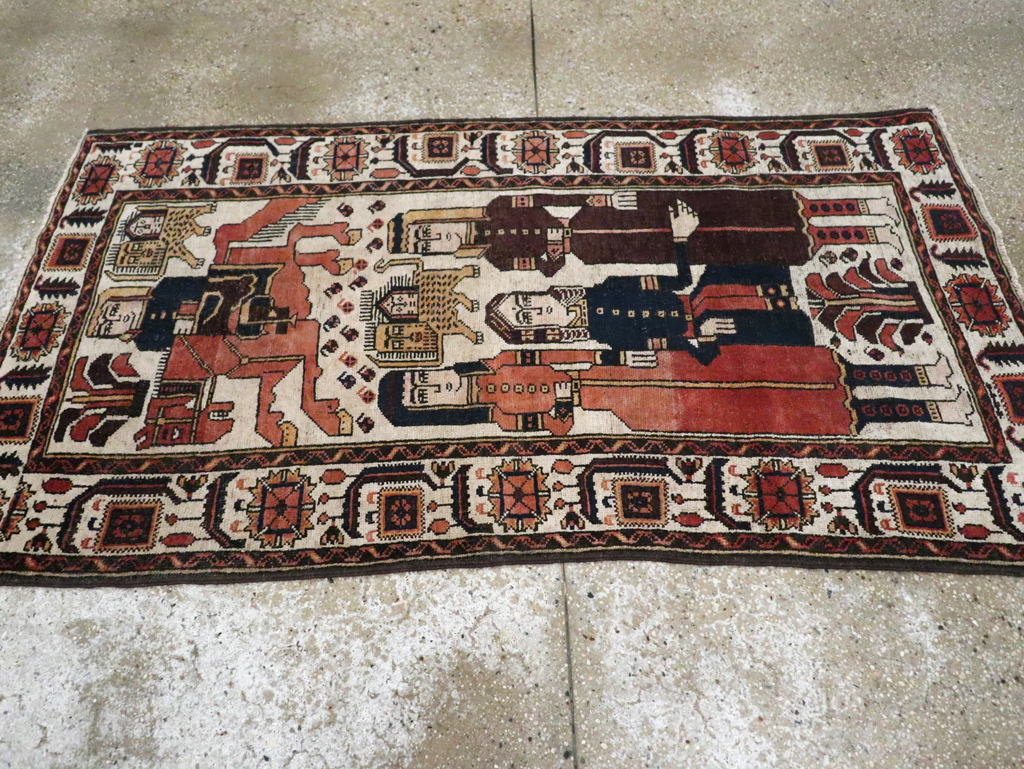 Vintage Persian Pictorial Bakhtiari Rug, No.11856 - Gsblank