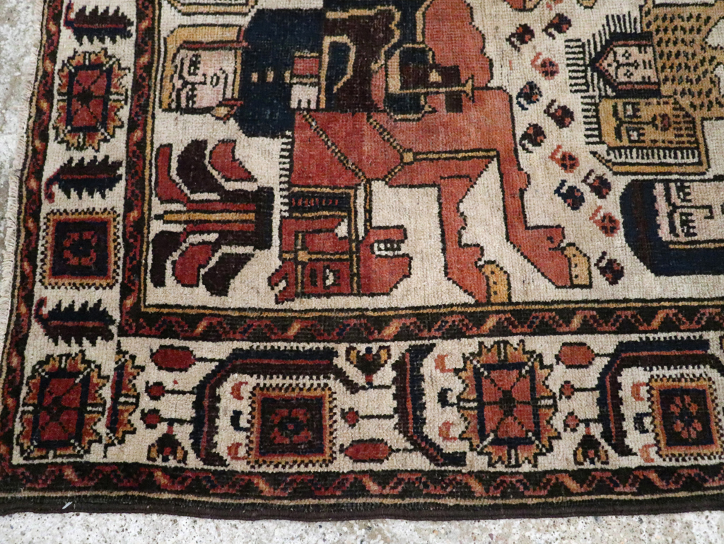 Vintage Persian Pictorial Bakhtiari Rug, No.11856 - Gsblank