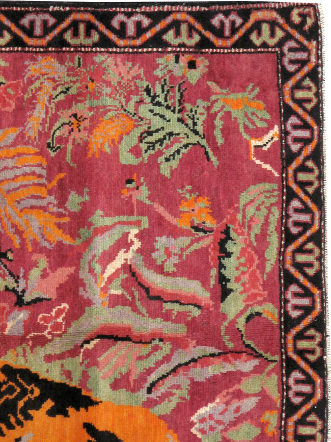 Antique Caucasian Karabagh Pictorial Rug, No.11857 - Gsblank