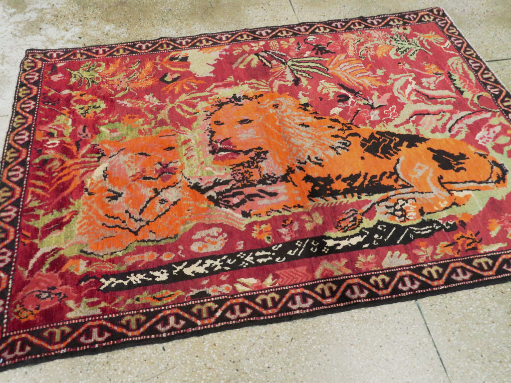 Antique Caucasian Karabagh Pictorial Rug, No.11857 - Gsblank