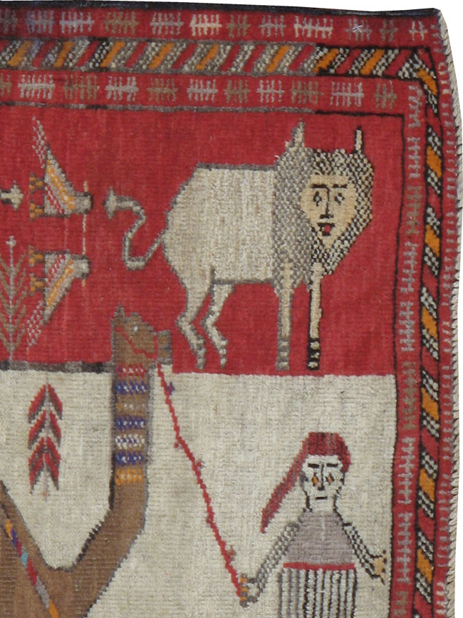 Antique Persian Baluch Pictorial Rug, No.11858 - Gsblank