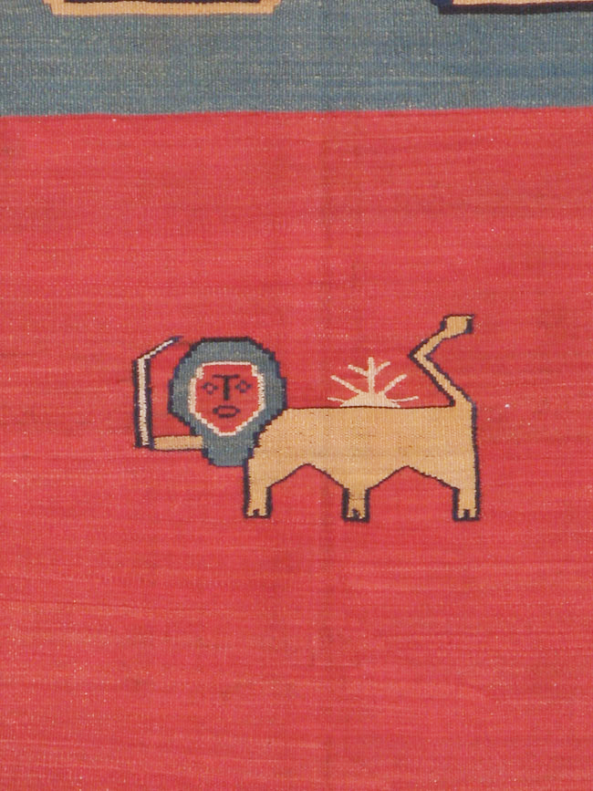 Antique Persian Flatweave Kilim Pictorial Rug, No.11875 - Gsblank