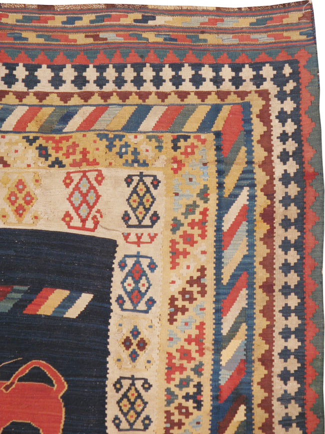 Antique Persian Flatweave Kilim Pictorial Rug, No.11875 - Gsblank