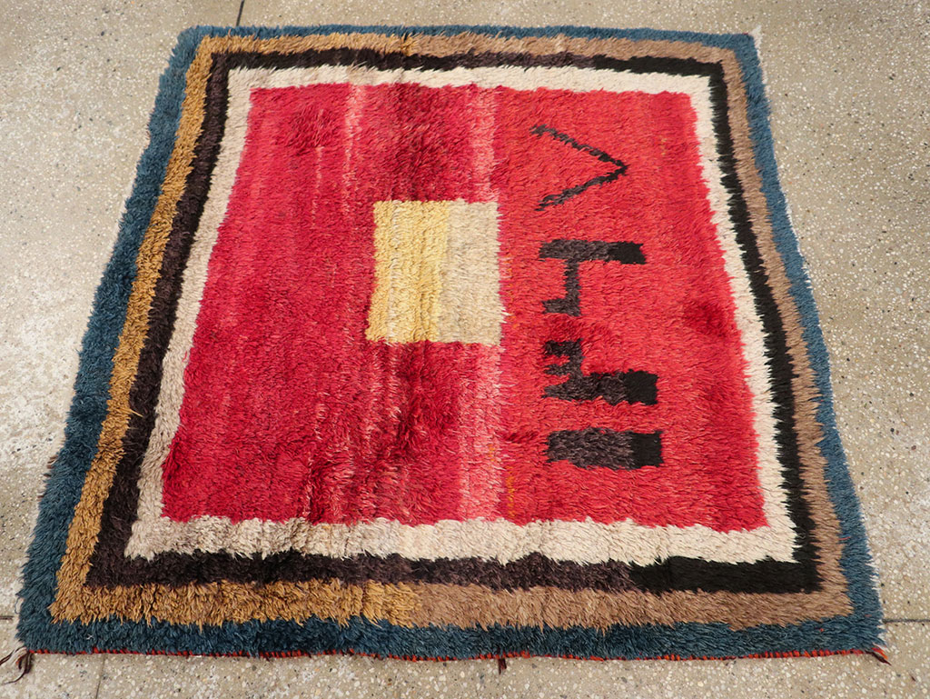Vintage Persian Gabbeh Square Scatter Rug, No.11884 - Gsblank