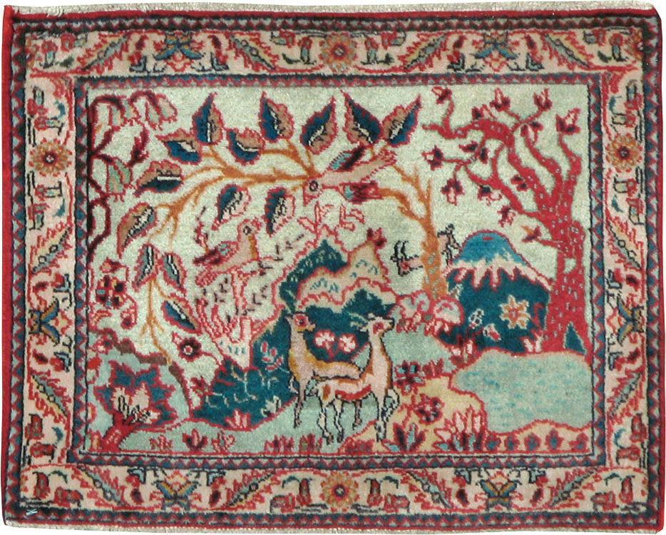 Vintage Persian Tabriz Pictorial Rug (Pair: 2 of 2), No.11915 - Gsblank
