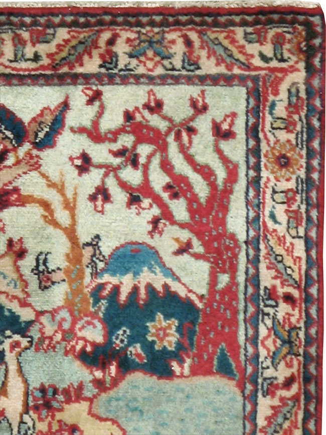 Vintage Persian Tabriz Pictorial Rug (Pair: 2 of 2), No.11915 - Gsblank