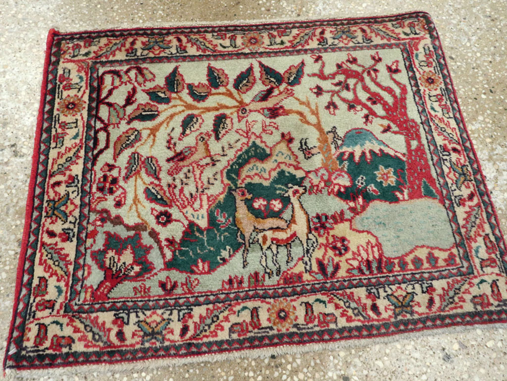 Vintage Persian Tabriz Pictorial Rug (Pair: 2 of 2), No.11915 - Gsblank