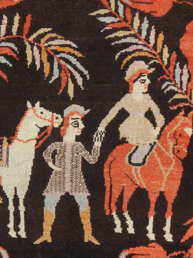 Antique Persian Senneh Malayer Pictorial Rug, No.11916 - Gsblank