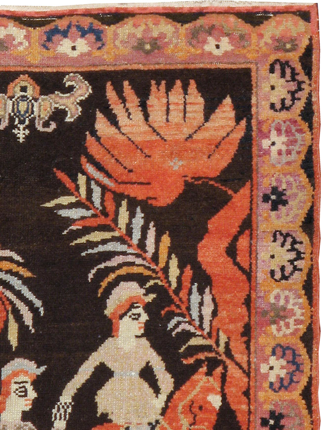 Antique Persian Senneh Malayer Pictorial Rug, No.11916 - Gsblank