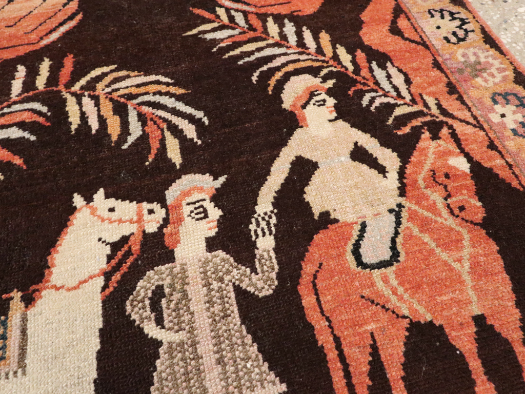 Antique Persian Senneh Malayer Pictorial Rug, No.11916 - Gsblank