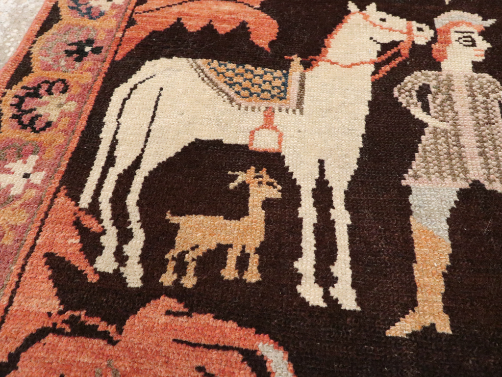 Antique Persian Senneh Malayer Pictorial Rug, No.11916 - Gsblank