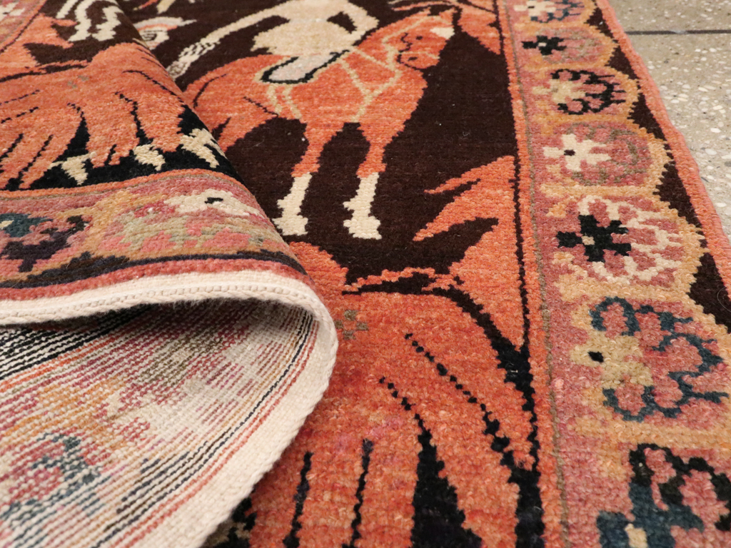 Antique Persian Senneh Malayer Pictorial Rug, No.11916 - Gsblank