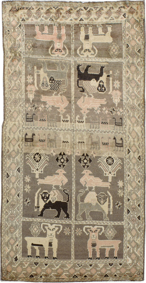 Vintage Gabbeh Pictorial Rug, No.11947 - Gsblank