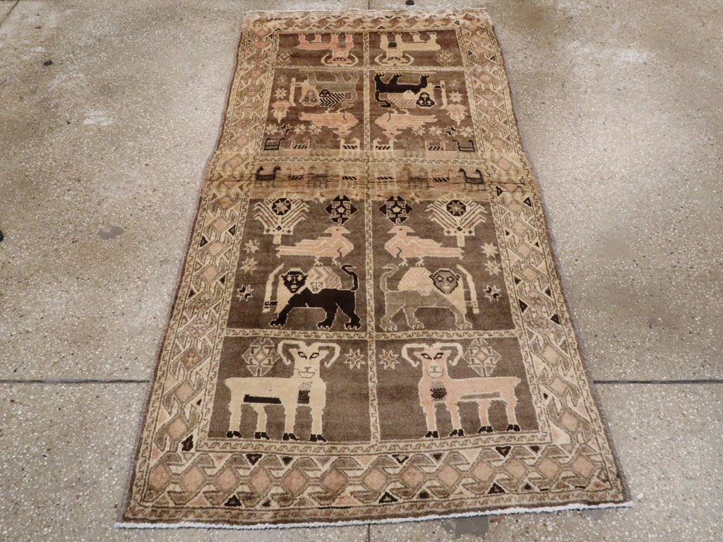 Vintage Gabbeh Pictorial Rug, No.11947 - Gsblank
