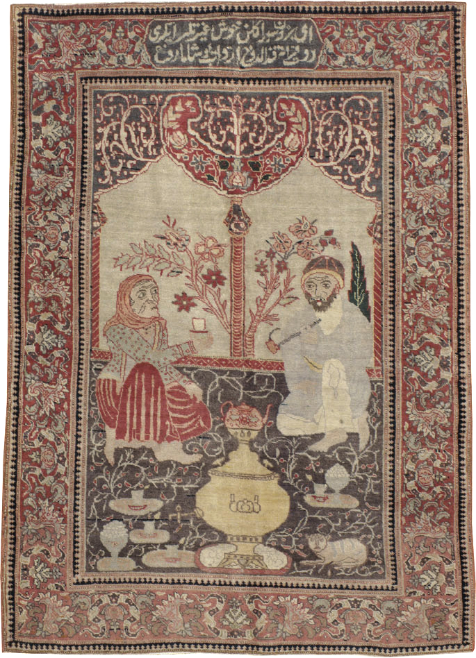 Antique Tabriz Pictorial Rug, No.12187 - Gsblank