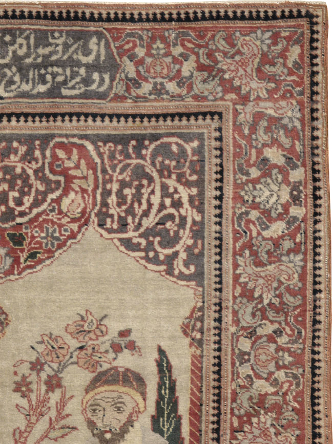 Antique Tabriz Pictorial Rug, No.12187 - Gsblank