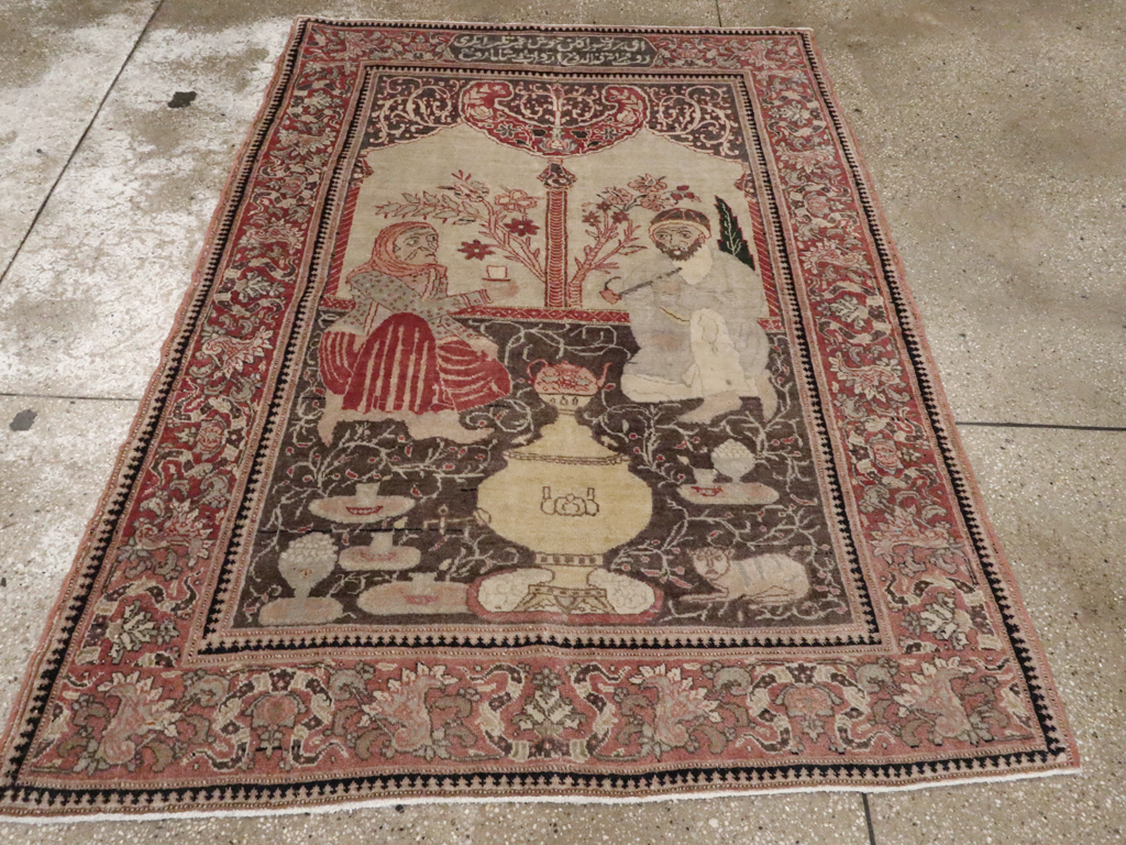 Antique Tabriz Pictorial Rug, No.12187 - Gsblank