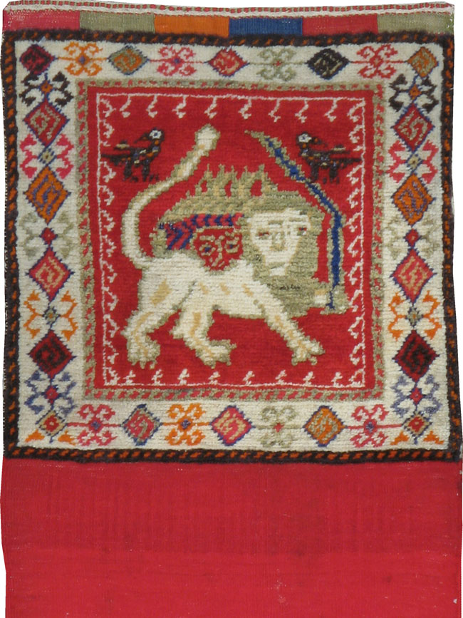Vintage Persian Khamseh Pictorial Saddlebag (Khorjin), No.12196 - Gsblank