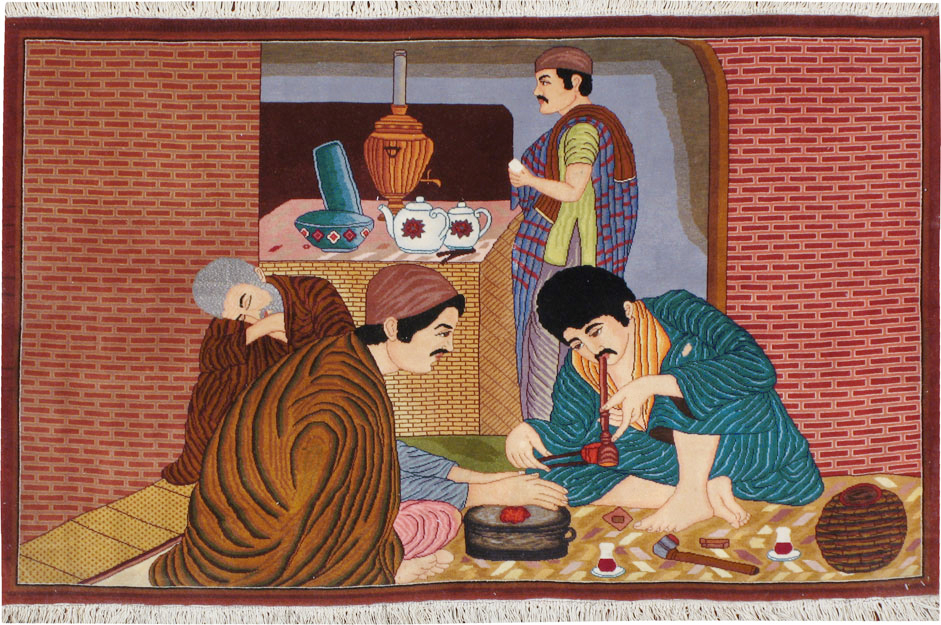 Vintage Persian Tabriz Pictorial Rug, No.12199 - Gsblank