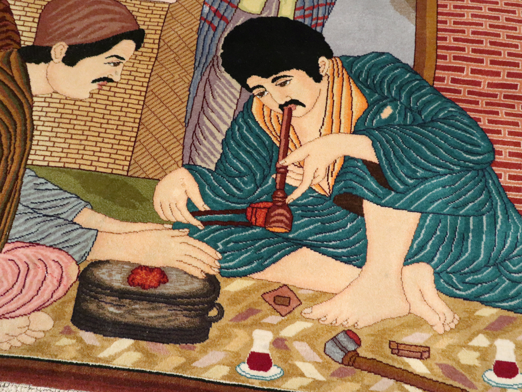 Vintage Persian Tabriz Pictorial Rug, No.12199 - Gsblank