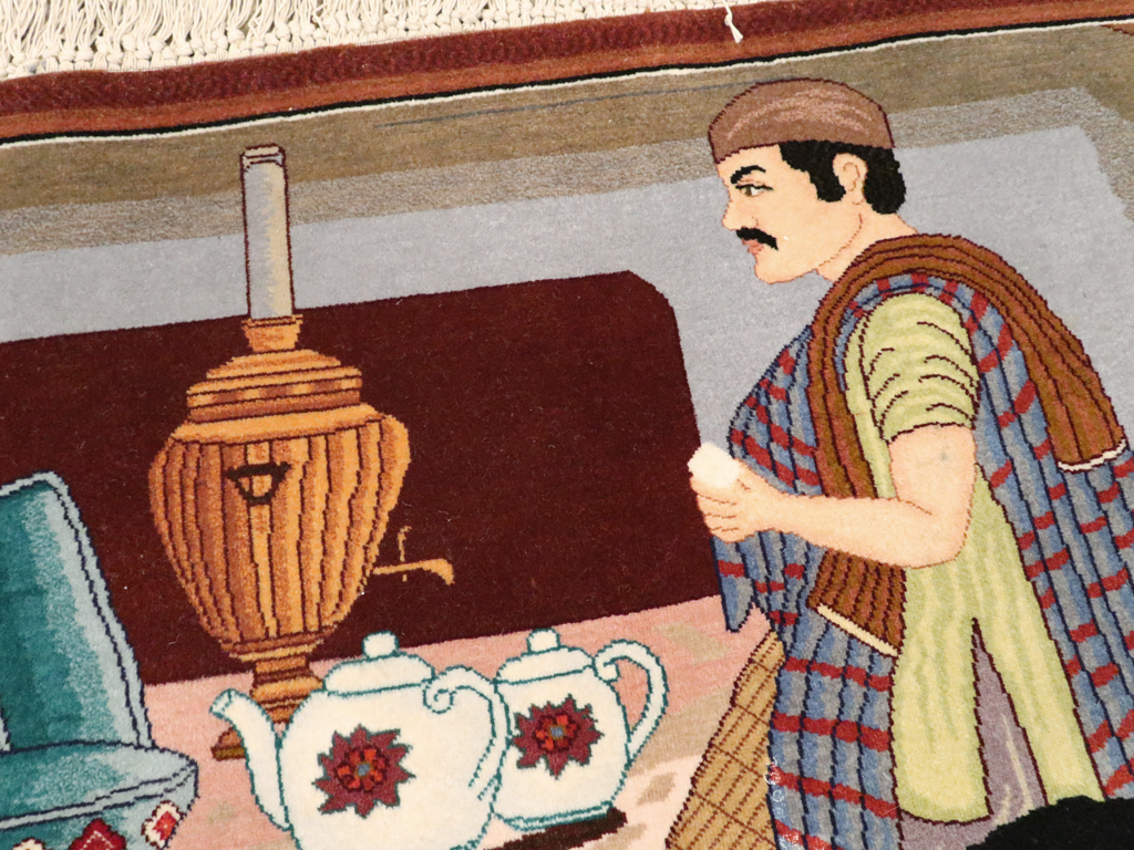 Vintage Persian Tabriz Pictorial Rug, No.12199 - Gsblank