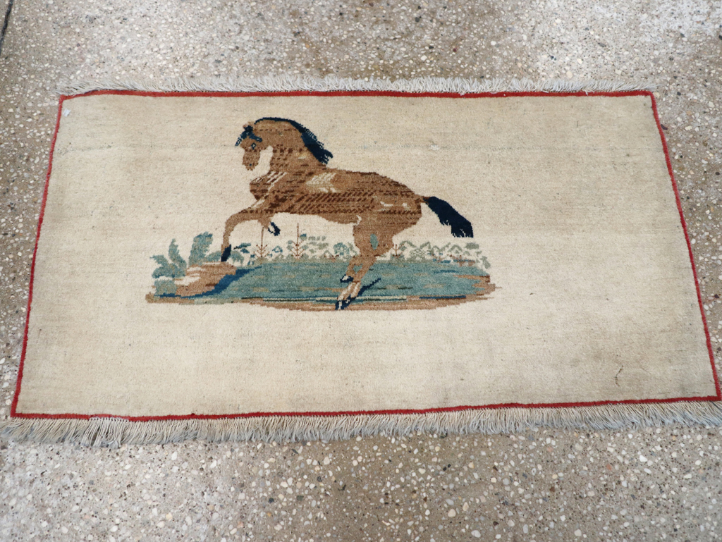 Vintage Persian Tabriz Pictorial Rug, No.12203 - Gsblank