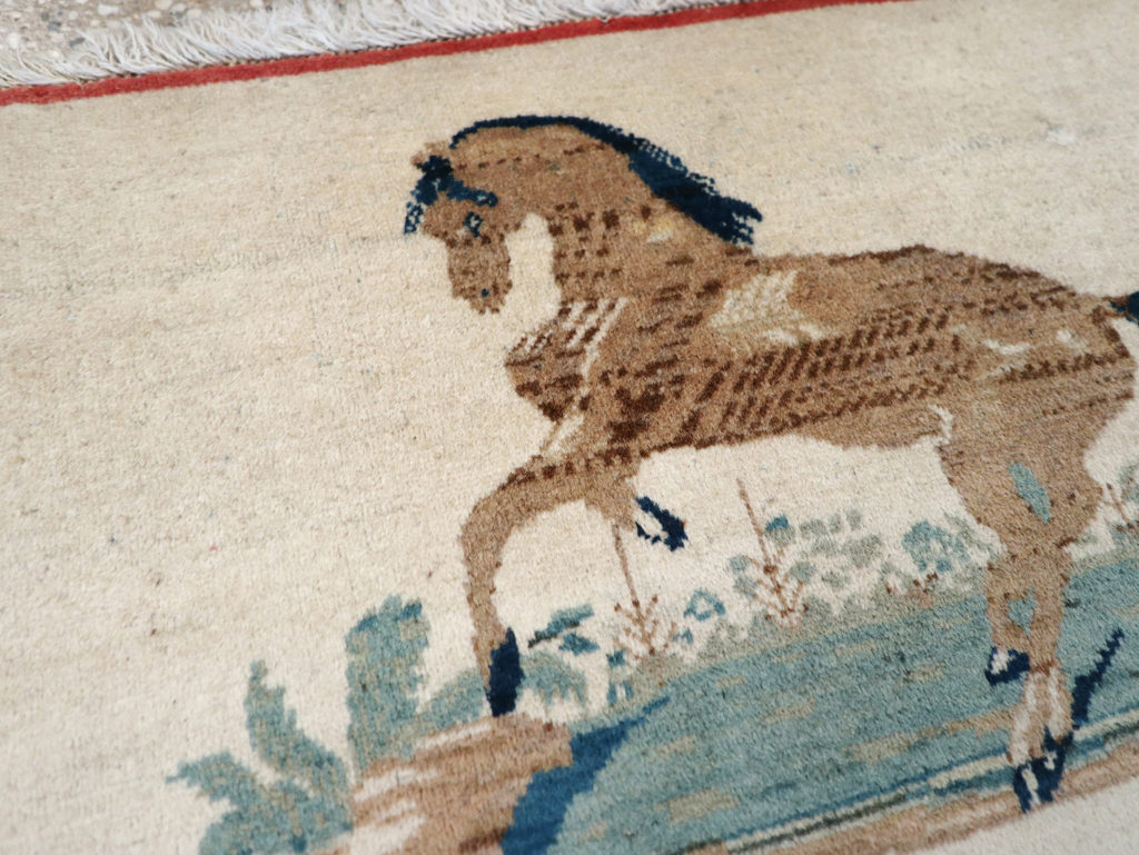 Vintage Persian Tabriz Pictorial Rug, No.12203 - Gsblank