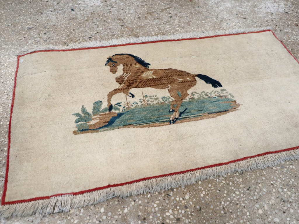 Vintage Persian Tabriz Pictorial Rug, No.12203 - Gsblank