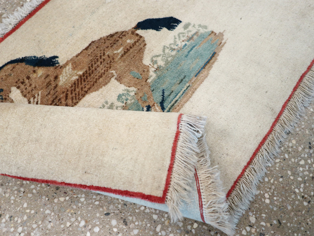 Vintage Persian Tabriz Pictorial Rug, No.12203 - Gsblank