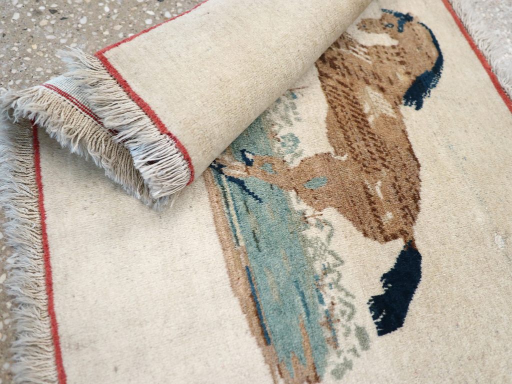 Vintage Persian Tabriz Pictorial Rug, No.12203 - Gsblank