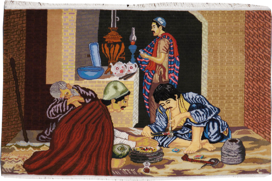 Vintage Persian Tabriz Pictorial Rug, No.12207 - Gsblank