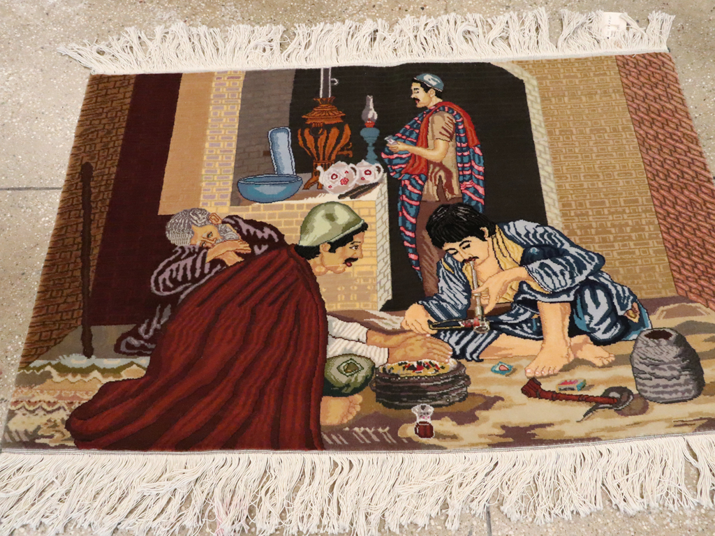 Vintage Persian Tabriz Pictorial Rug, No.12207 - Gsblank