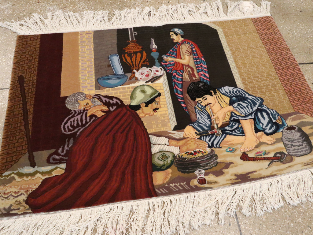 Vintage Persian Tabriz Pictorial Rug, No.12207 - Gsblank