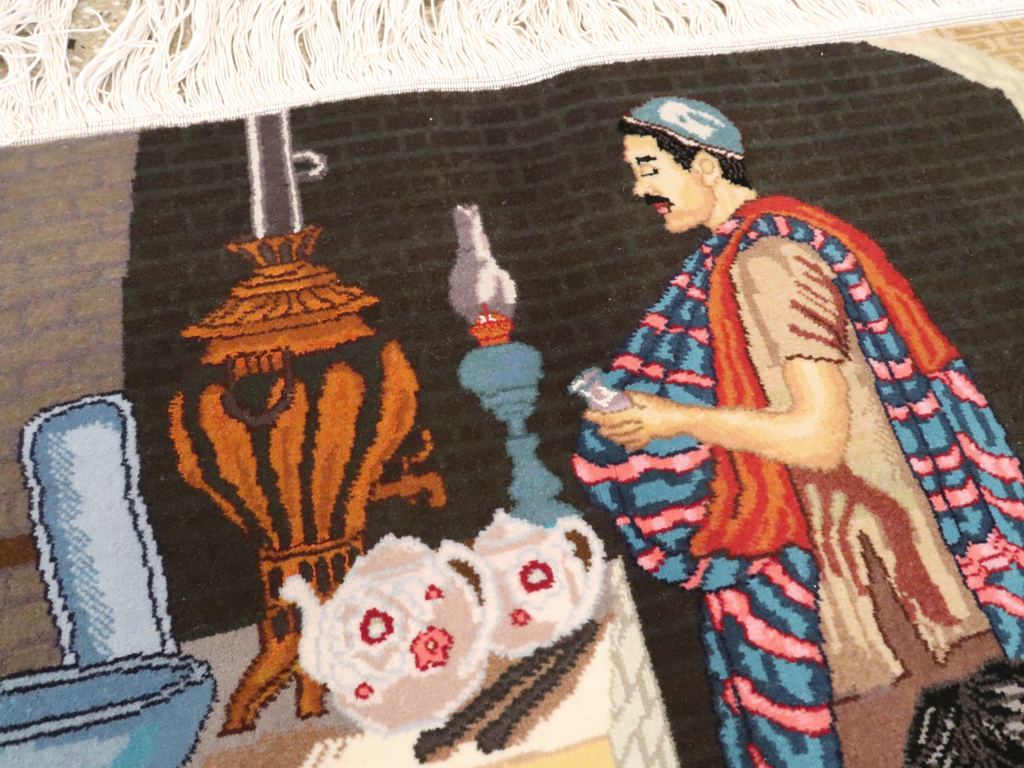 Vintage Persian Tabriz Pictorial Rug, No.12207 - Gsblank