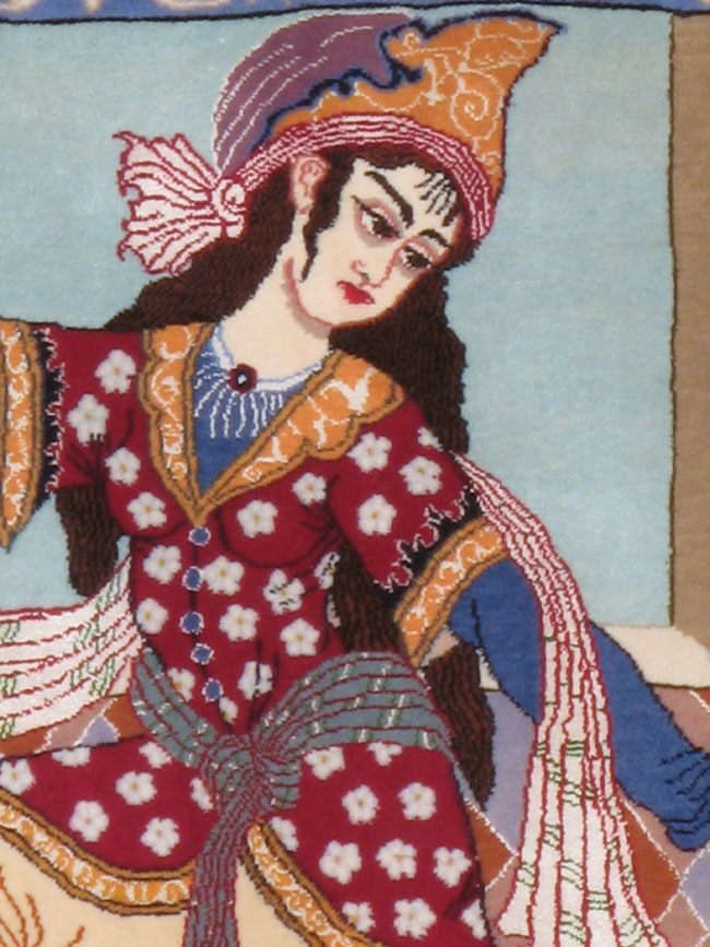 Vintage Persian Isfahan Pictorial Rug, No.12208 - Gsblank