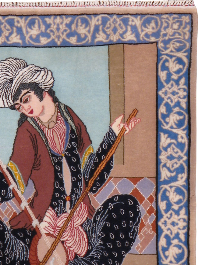 Vintage Persian Isfahan Pictorial Rug, No.12208 - Gsblank