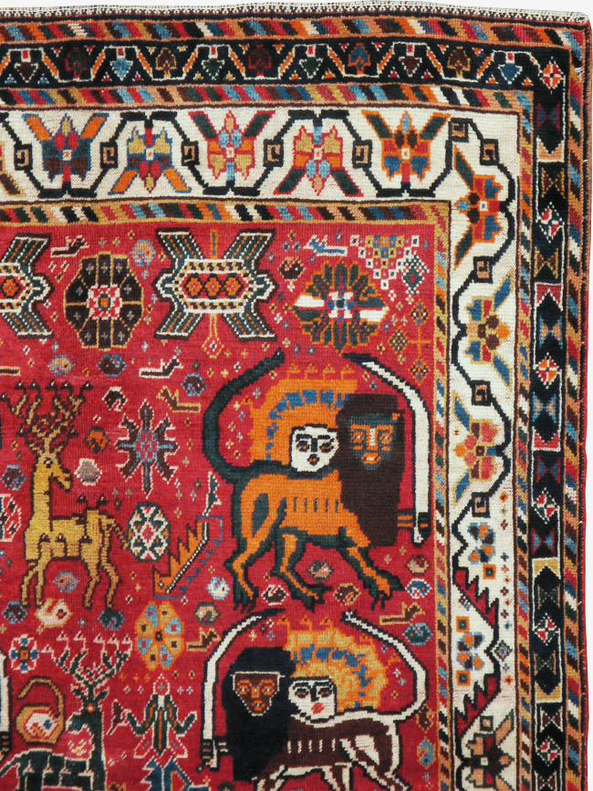 Antique Persian Afshar Pictorial Rug, No.12214 - Gsblank