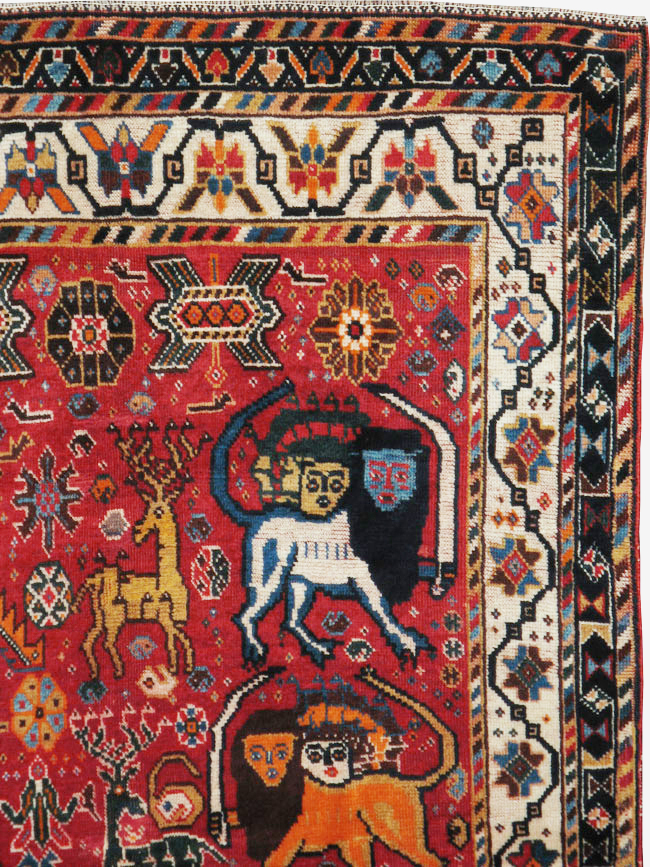 Antique Persian Afshar Pictorial Rug, No.12214 - Gsblank