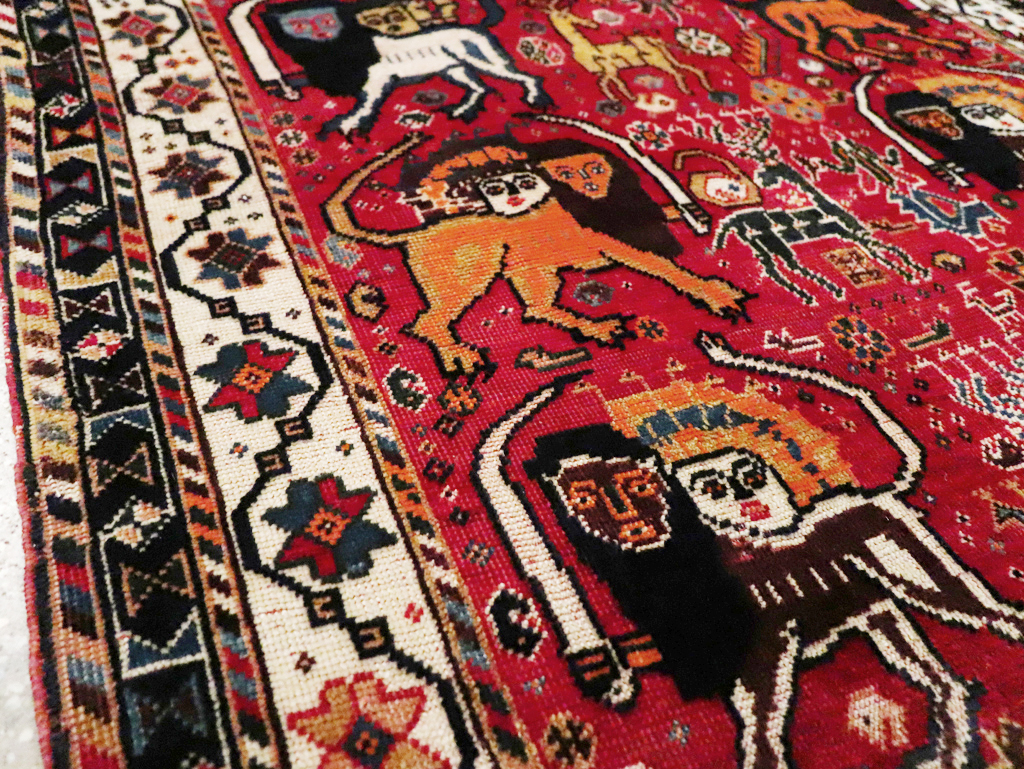 Antique Persian Afshar Pictorial Rug, No.12214 - Gsblank