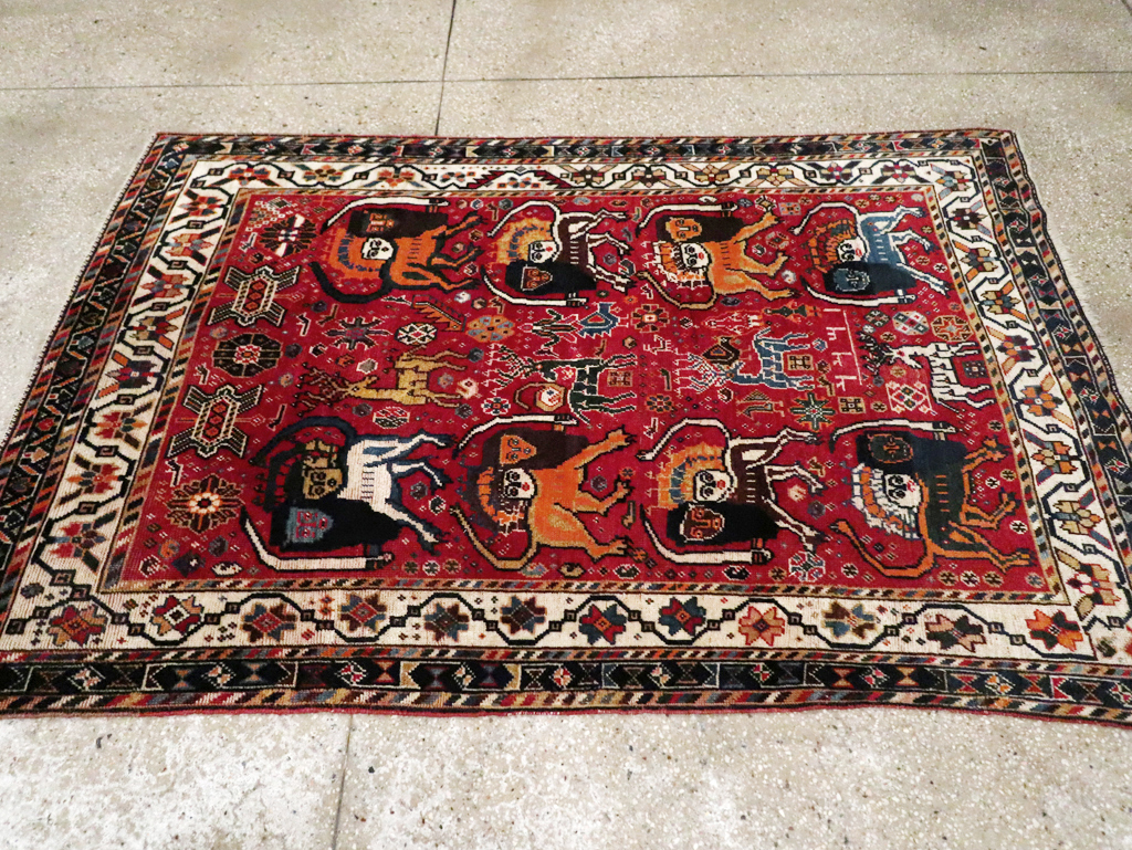 Antique Persian Afshar Pictorial Rug, No.12214 - Gsblank