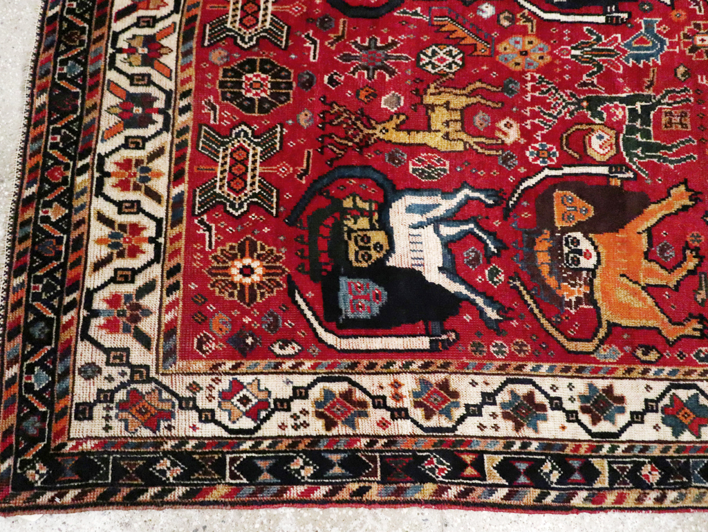 Antique Persian Afshar Pictorial Rug, No.12214 - Gsblank