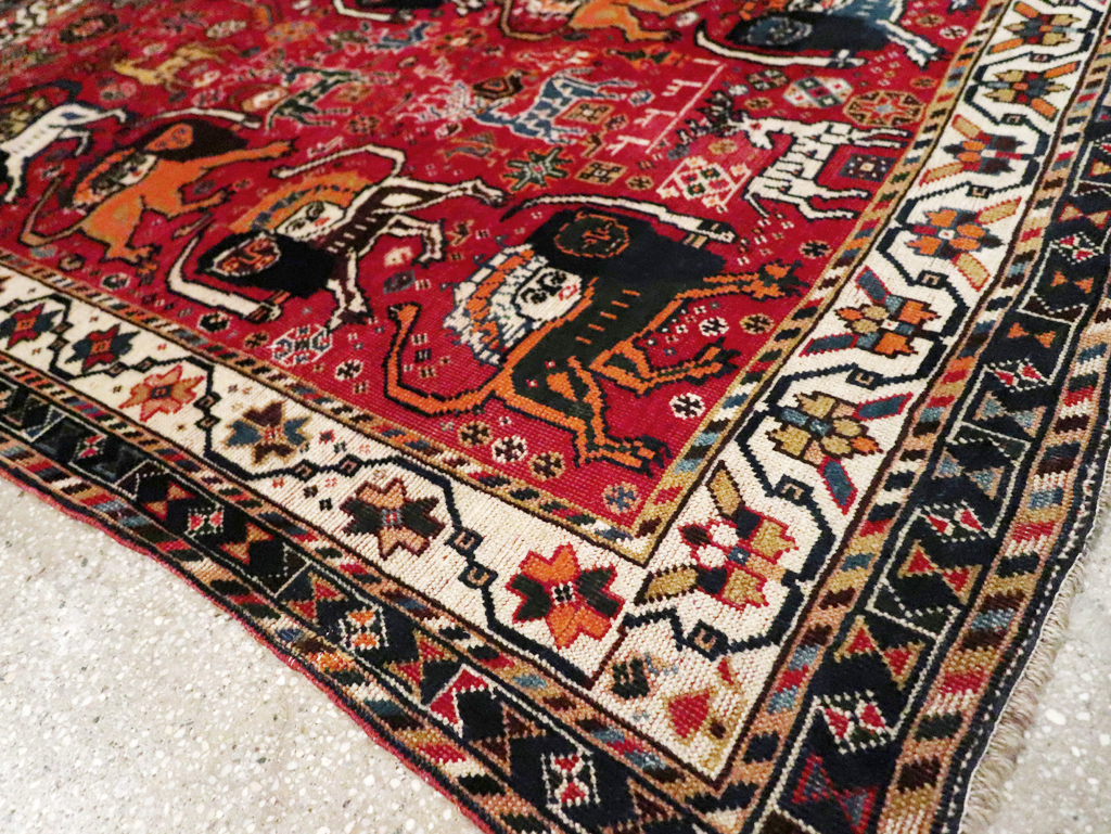 Antique Persian Afshar Pictorial Rug, No.12214 - Gsblank