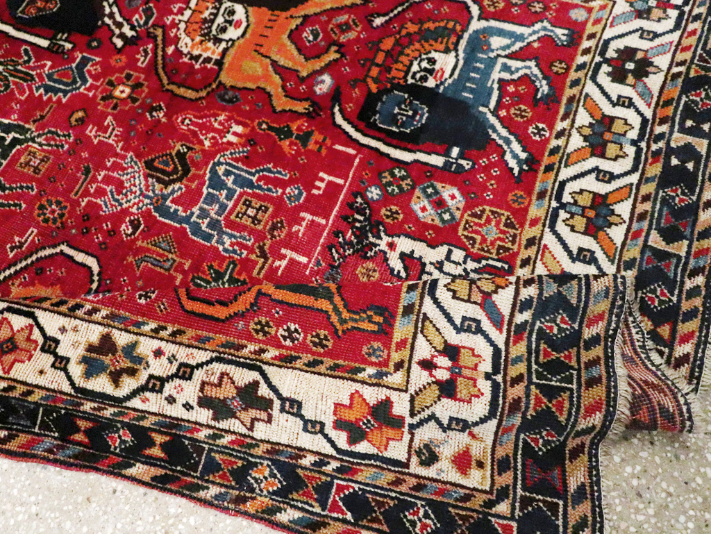 Antique Persian Afshar Pictorial Rug, No.12214 - Gsblank