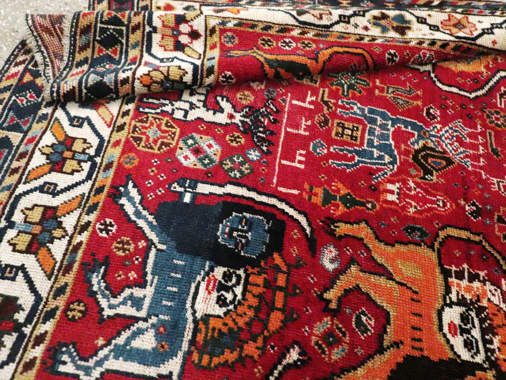 Antique Persian Afshar Pictorial Rug, No.12214 - Gsblank