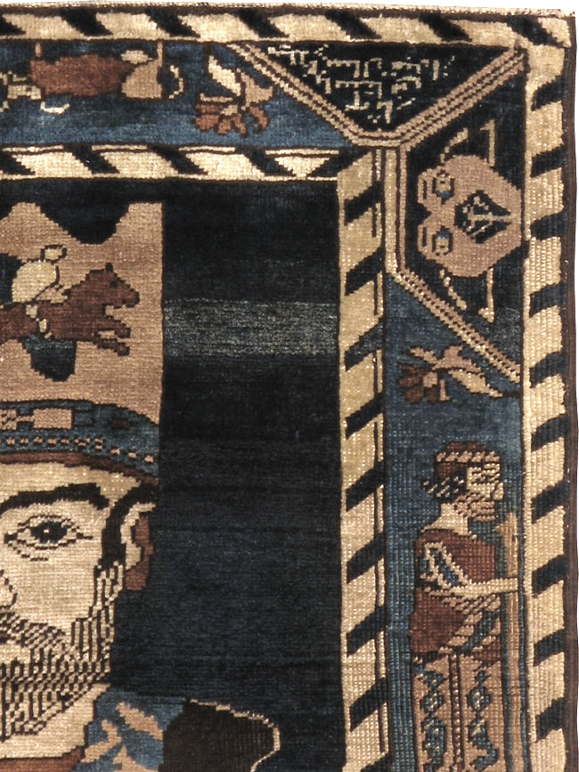 Antique Persian Bakshaish Pictorial Rug, No.12215 - Gsblank