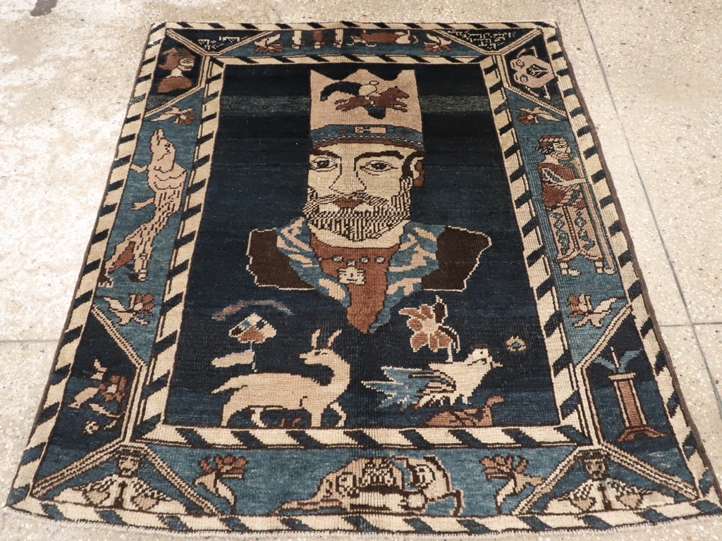 Antique Persian Bakshaish Pictorial Rug, No.12215 - Gsblank