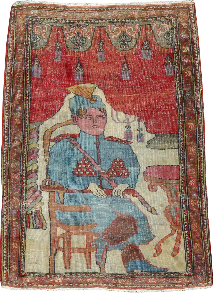 Antique Persian Tabriz Pictorial Rug, No.12219 - Gsblank