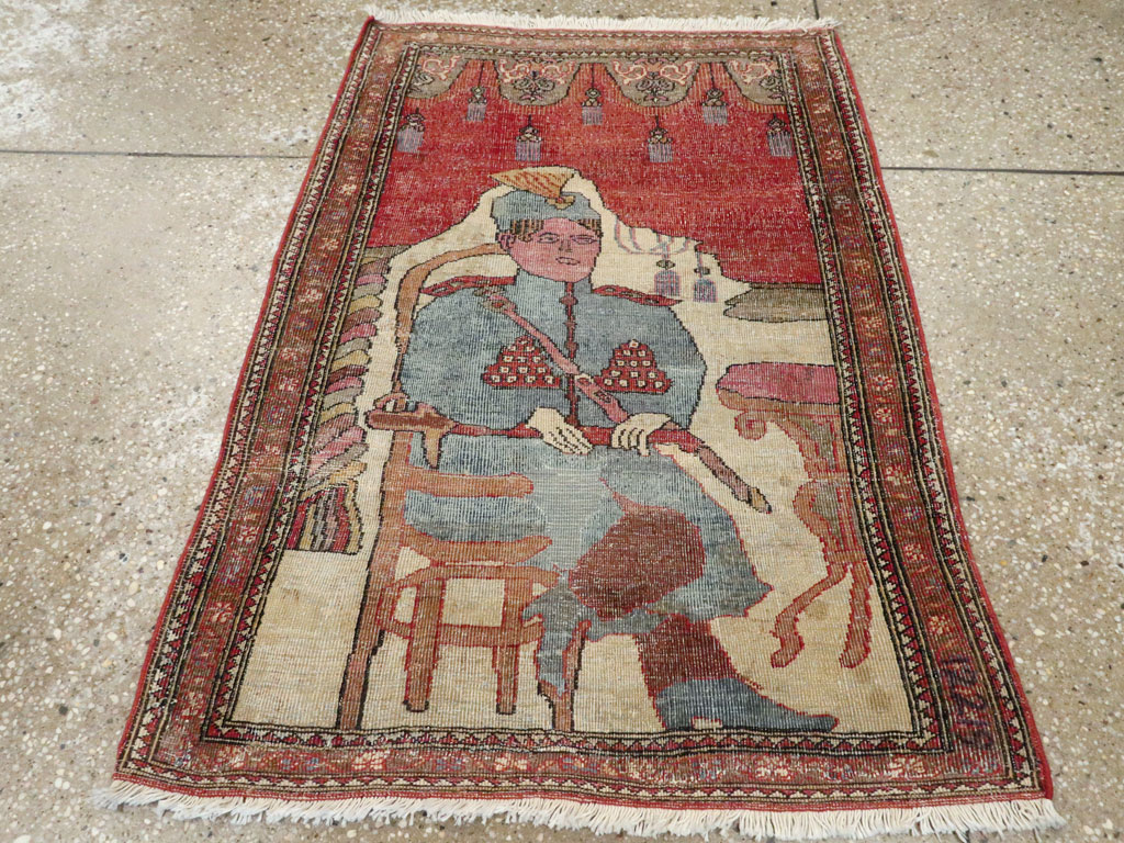 Antique Persian Tabriz Pictorial Rug, No.12219 - Gsblank