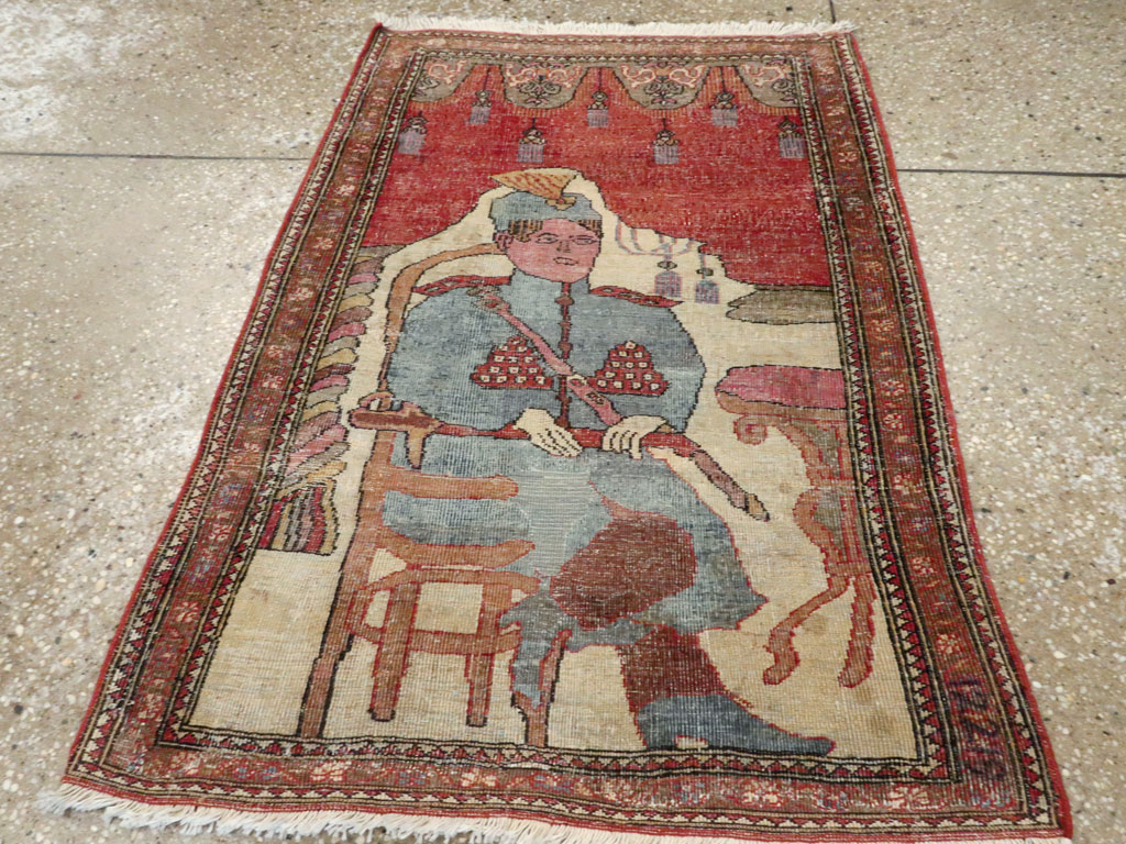 Antique Persian Tabriz Pictorial Rug, No.12219 - Gsblank