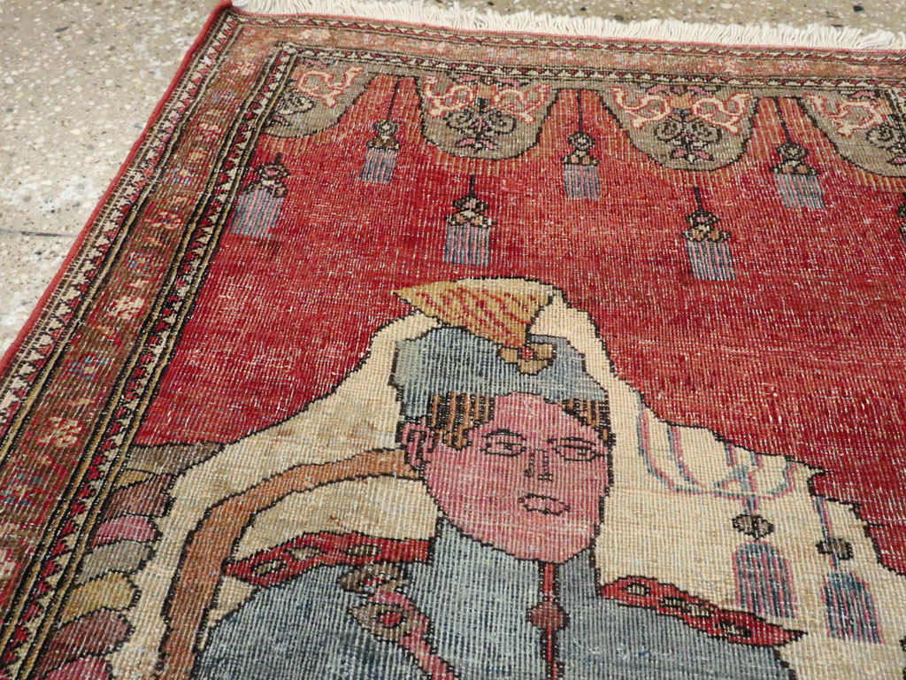 Antique Persian Tabriz Pictorial Rug, No.12219 - Gsblank